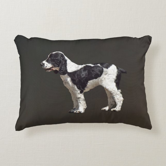 Black and White Spaniel Decorative Cushion (Front)