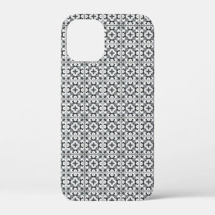 Black and White Spanish Style Tile iPhone 12 Mini Case