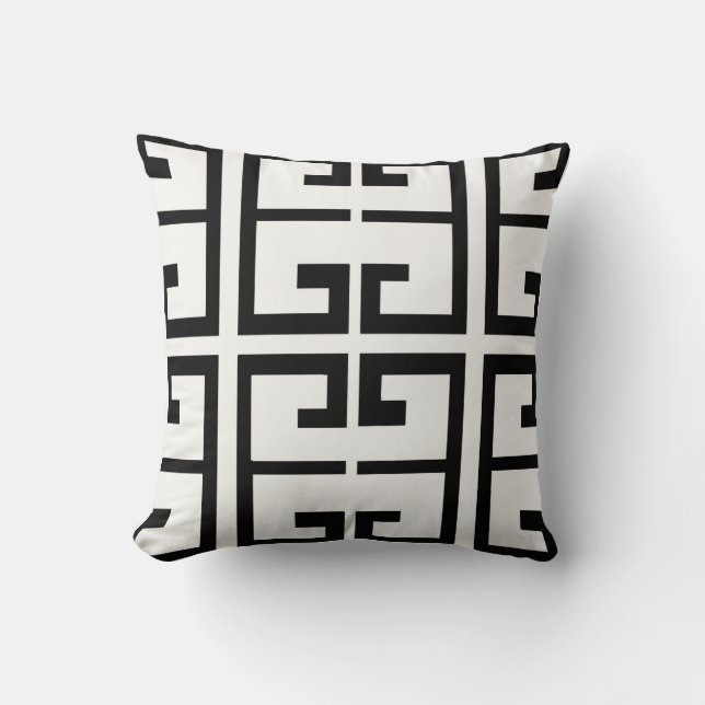 Black and White Spanish Tile Cushion (Front)