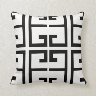 Black and White Spanish Tile Cushion