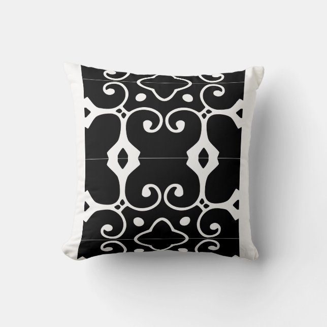 black and white spanish tile pillow (Front)