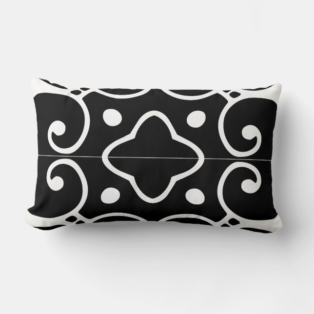 black and white spanish tile pillow (Front)