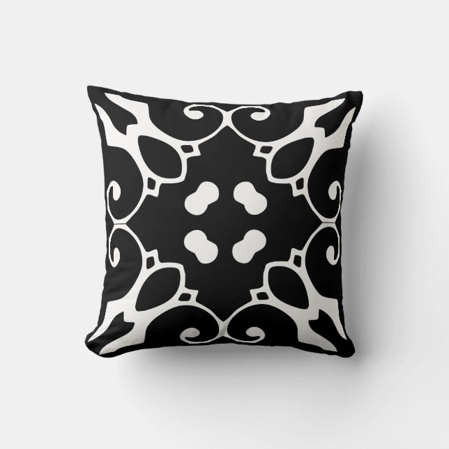 black and white spanish tile pillow (Front)