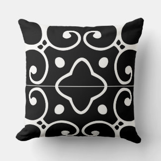 black and white spanish tile pillow
