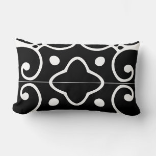 black and white spanish tile pillow
