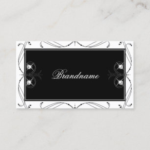 Black and White Sparkling Diamonds Elegant Ornate Business Card