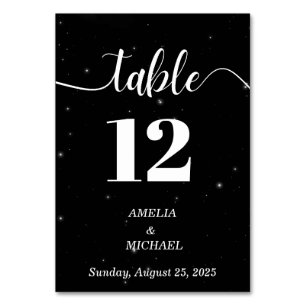 Black and White Speckled Modern Elegance Wedding  Table Number