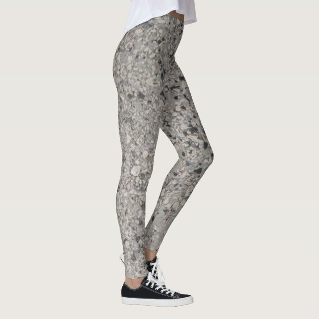 black and white speckled pattern leggings (Right)