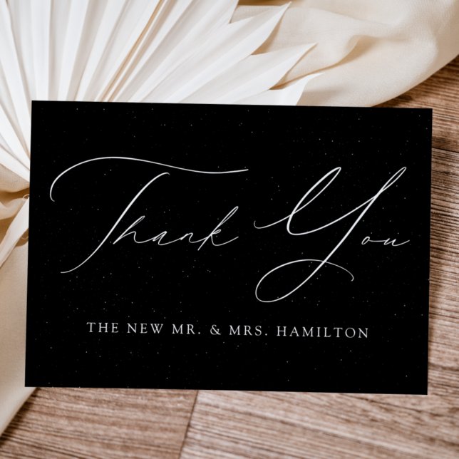 Black and White Speckled Wedding Thank You Card (Creator Uploaded)