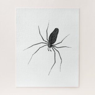 Black and white spider puzzle vintage drawing