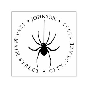 Black and White Spider Silhouette Return Label Self-inking Stamp
