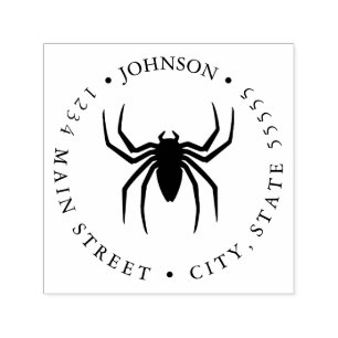 Black and White Spider Silhouette Return Label Self-inking Stamp