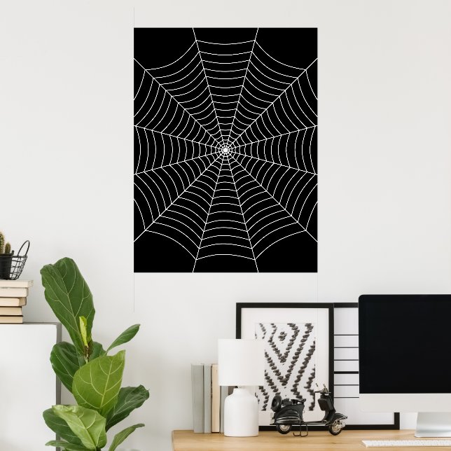 Black and White spider web Halloween art Poster (Home Office)