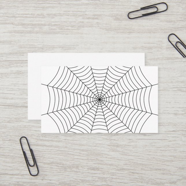 Black and White spider web Halloween pattern Business Card (Front/Back In Situ)