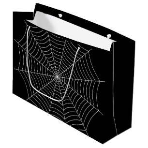 Black and White spider web Halloween pattern Large Gift Bag