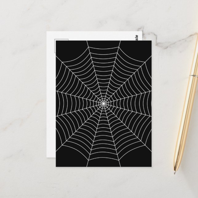 Black and White spider web Halloween pattern Postcard (Front/Back In Situ)