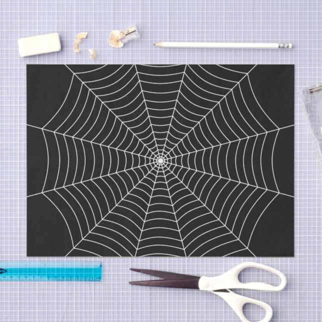 Black and White spider web Halloween pattern Tissue Paper (Craft)