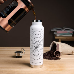 Black and White spider web Halloween pattern Wate Water Bottle