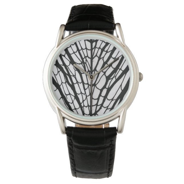 Black and white spiderweb, Spider silk texture Watch (Front)