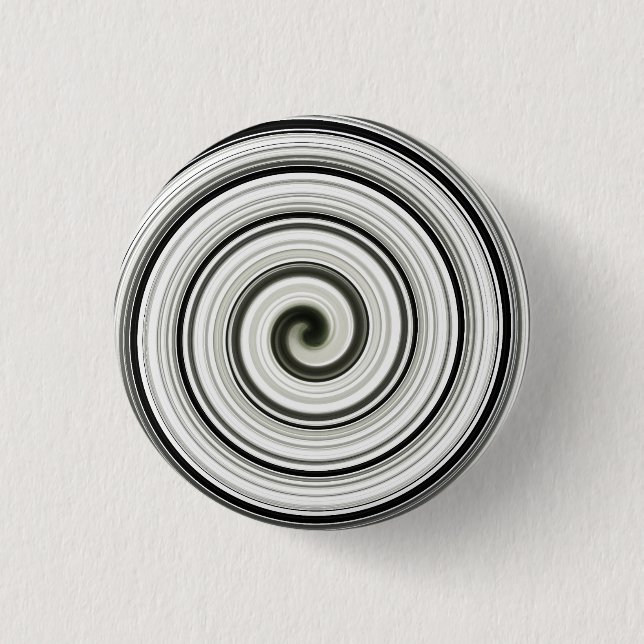 Black and white spiral 3 cm round badge (Front)