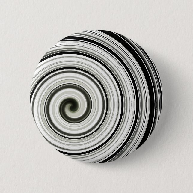 Black and white spiral 6 cm round badge (Front)