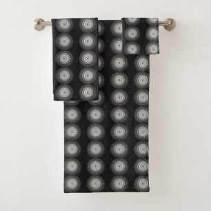 Black And White Spiral Bath Towel Set