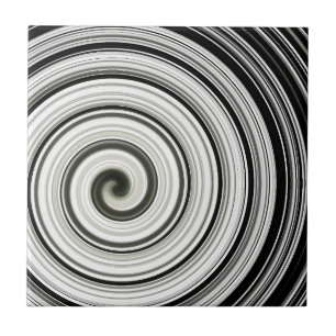Black and white spiral ceramic tile