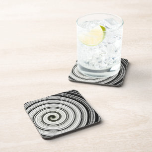 Black and white spiral coaster