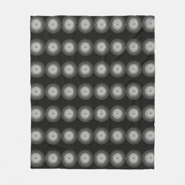 Black And White Spiral Fleece Blanket (Front)
