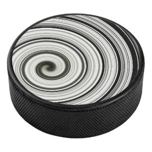 Black and white spiral hockey puck