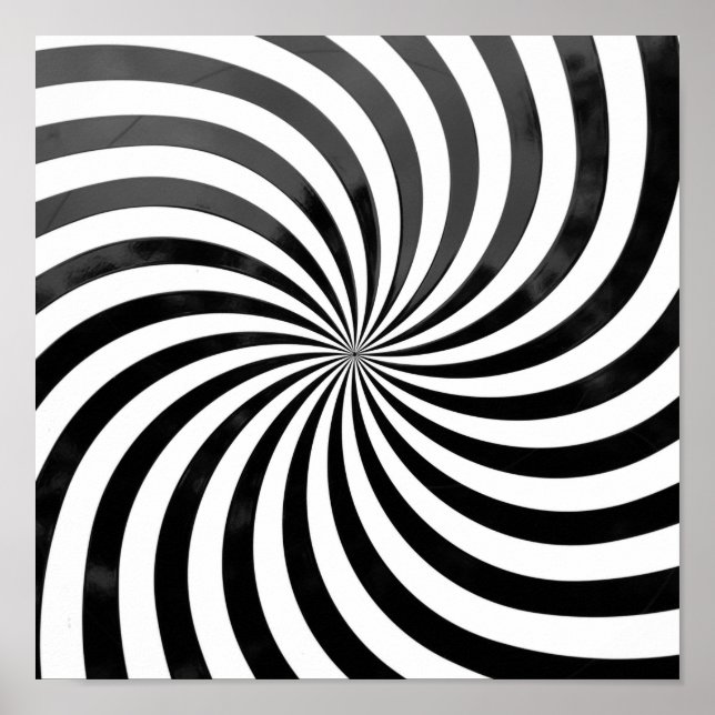 Black and White Spiral Optical Illusion Poster (Front)