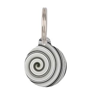 Black and white spiral pet tag