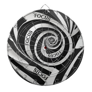 Black and White Spiral Psychedelic Illusion Focus Dartboard