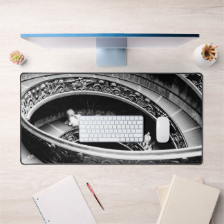 Black and White Spiral Staircase Desk Mat