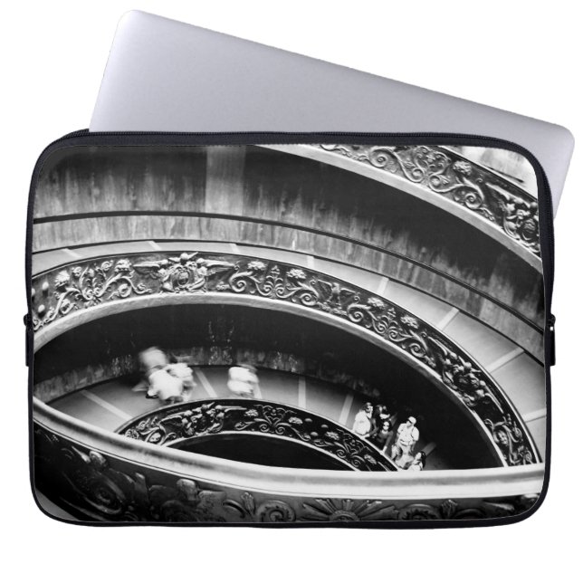 Black and White Spiral Staircase Laptop Sleeve (Front)