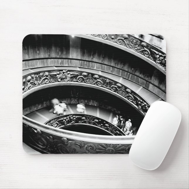 Black and White Spiral Staircase Mouse Pad (With Mouse)