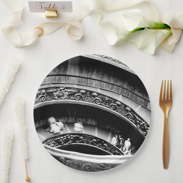 Black and White Spiral Staircase Paper Plate (Wedding)