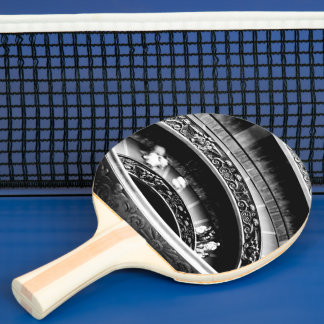 Black and White Spiral Staircase Ping Pong Paddle