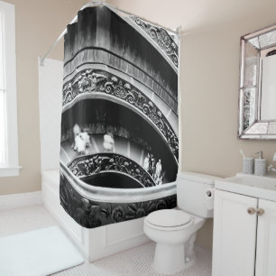 Black and White Spiral Staircase Shower Curtain