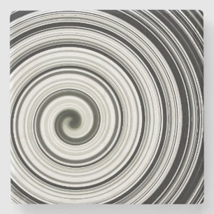 Black and white spiral  stone coaster