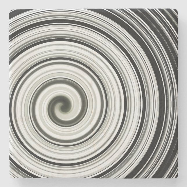 Black and white spiral  stone coaster (Front)
