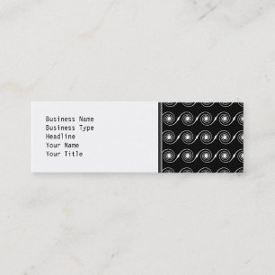 Black and White Spiral Swirl Pattern. Mini Business Card