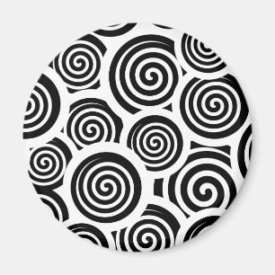 Black and white spirals vector pattern magnet