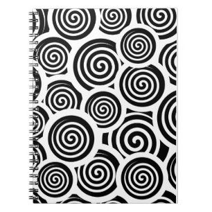 Black and white spirals vector pattern notebook