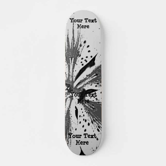 black and white splashes abstract street art style skateboard (Front)