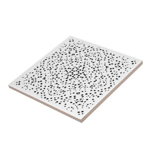 Black And White Splatter Dot Art Pattern Abstract  Ceramic Tile