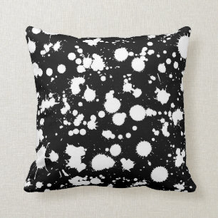 Black and White Splatter Paint Art Customise Cushion