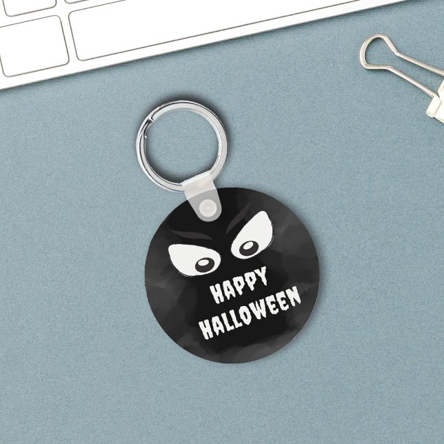 Black and white Spooky Halloween Custom Key Ring (Happy Halloween Black and White Custom Keychain,)