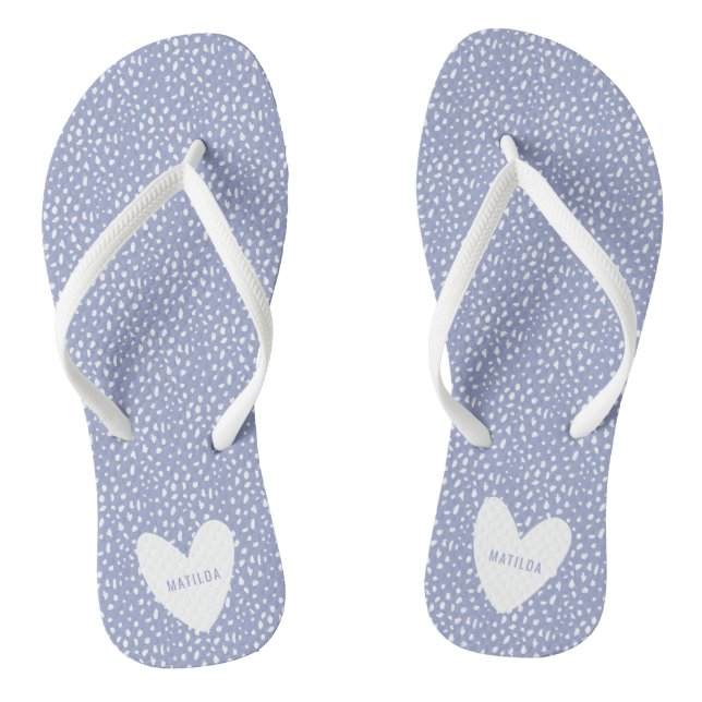 Black and white spot with heart personalised thongs (Footbed)