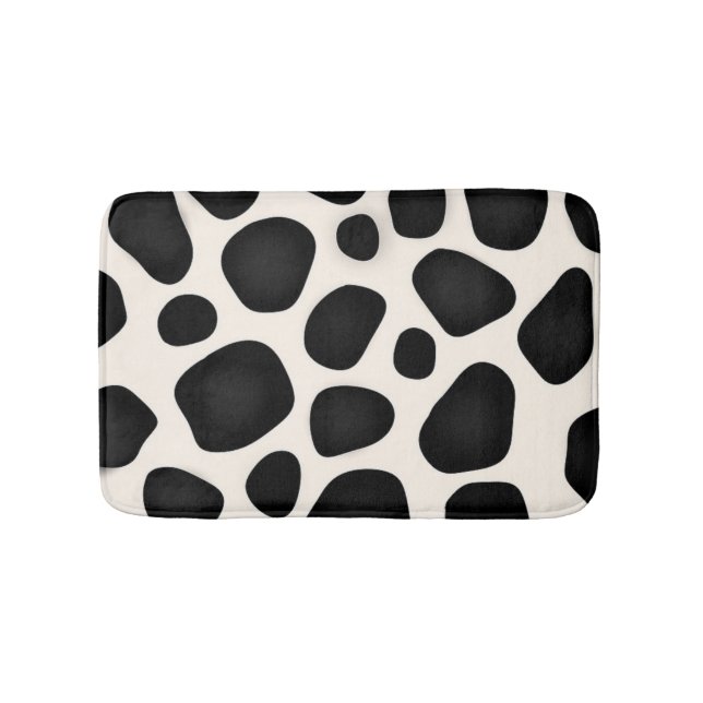 Black and white spots cow print bath mat (Front)